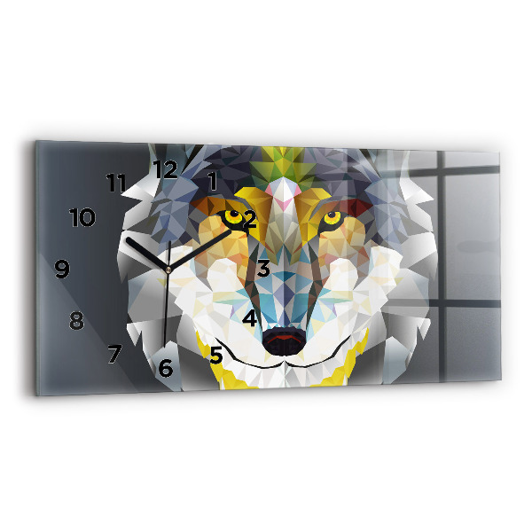 Horizontal wall clock Wolf head