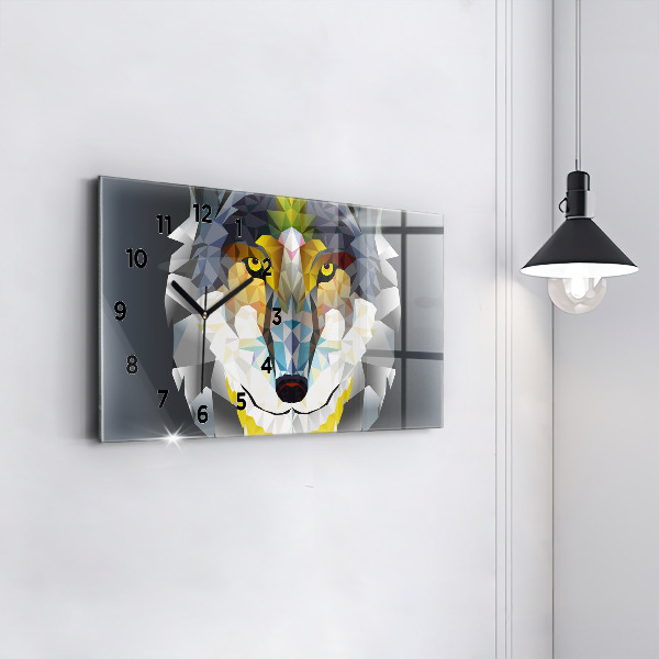 Horizontal wall clock Wolf head