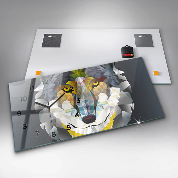 Horizontal wall clock Wolf head