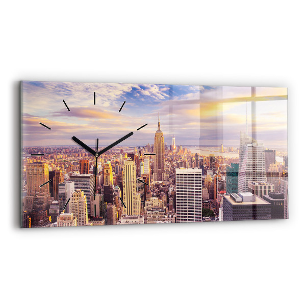 Horizontal wall clock Sunset New York