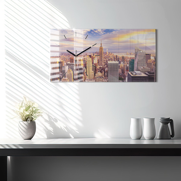 Horizontal wall clock Sunset New York