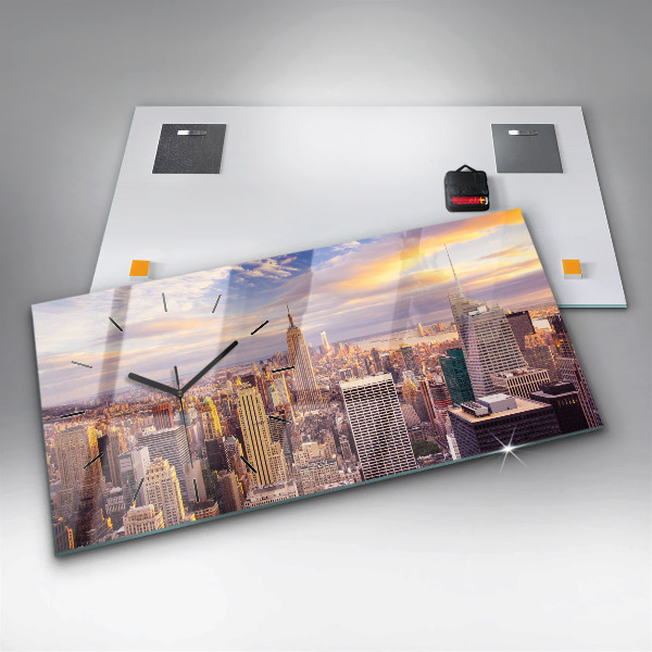Horizontal wall clock Sunset New York
