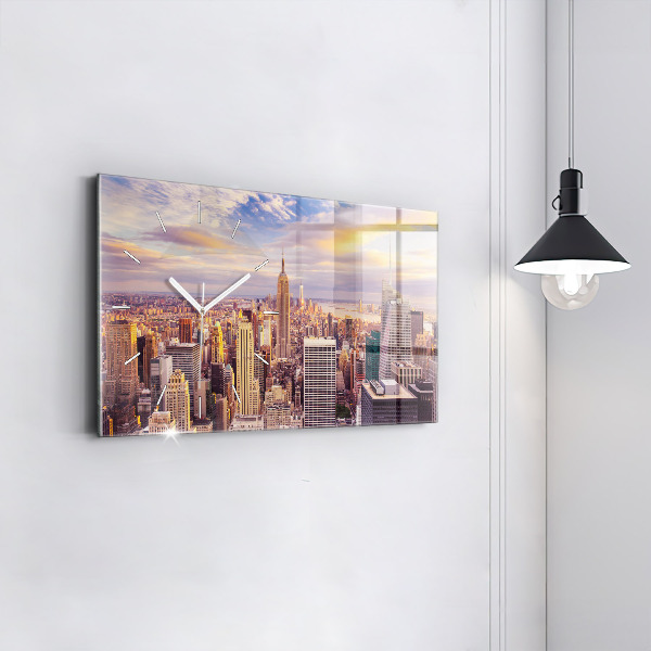 Horizontal wall clock Sunset New York