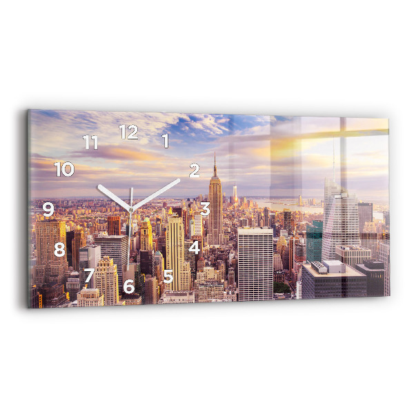Horizontal wall clock Sunset New York
