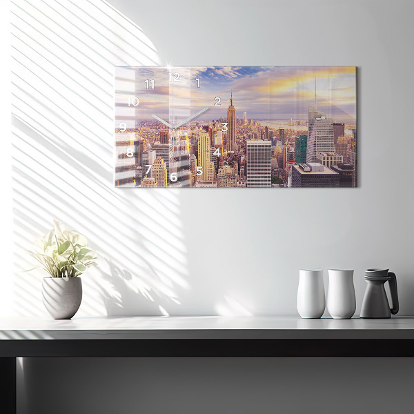 Horizontal wall clock Sunset New York