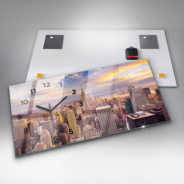 Horizontal wall clock Sunset New York
