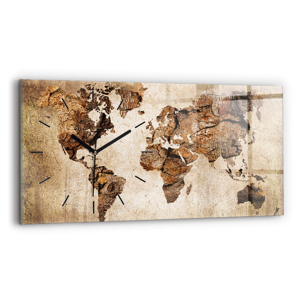 Horizontal wall clock Vintage world map