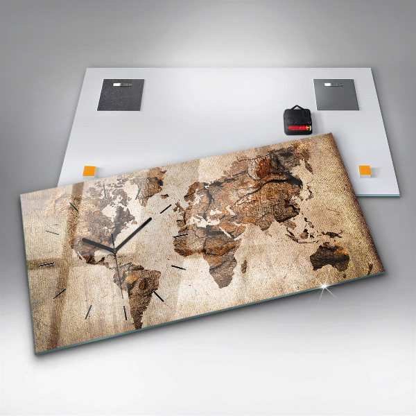 Horizontal wall clock Vintage world map