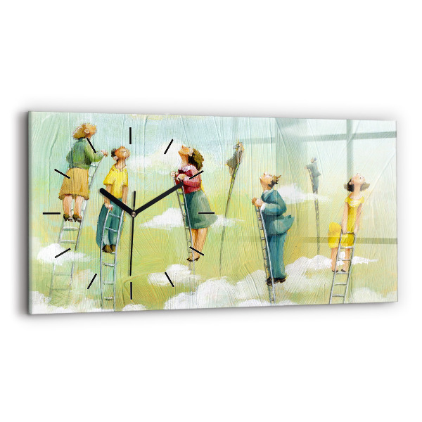 Horizontal wall clock People on the ladder
