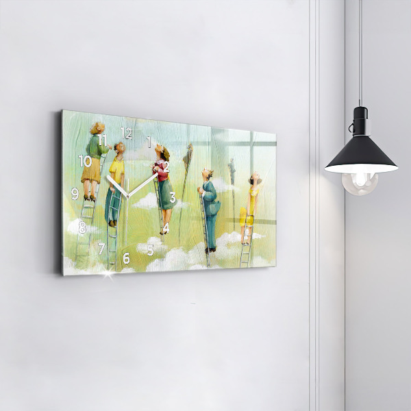 Horizontal wall clock People on the ladder
