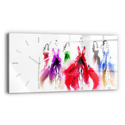 Horizontal wall clock Women in colorful dresses