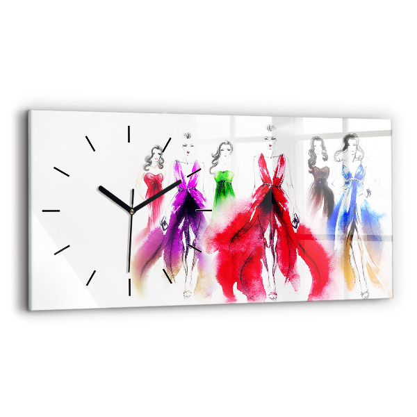 Horizontal wall clock Women in colorful dresses