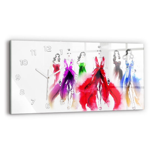 Horizontal wall clock Women in colorful dresses