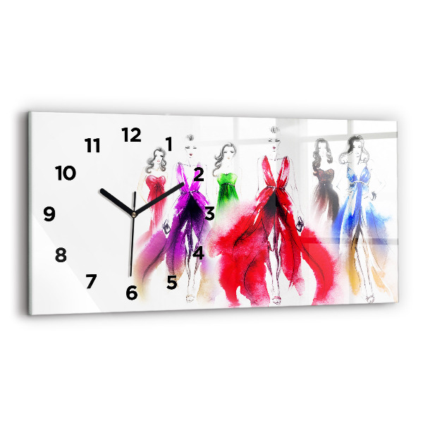 Horizontal wall clock Women in colorful dresses