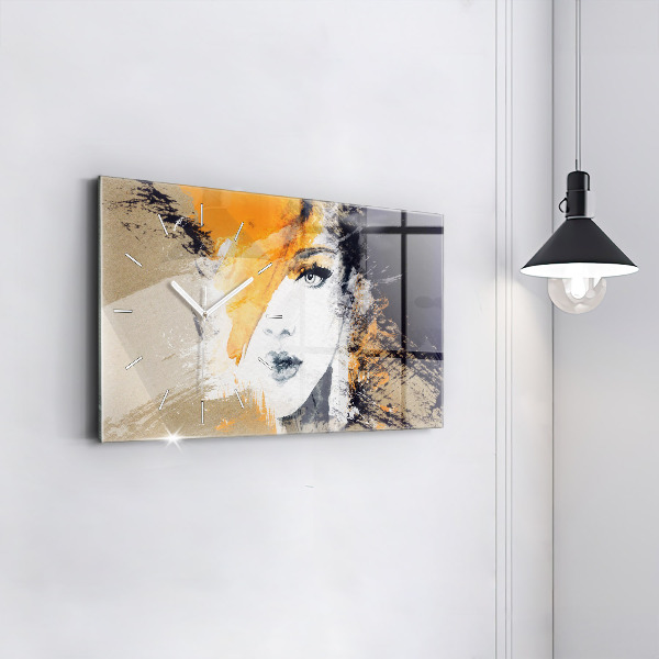 Horizontal wall clock Portrait of a woman abstract