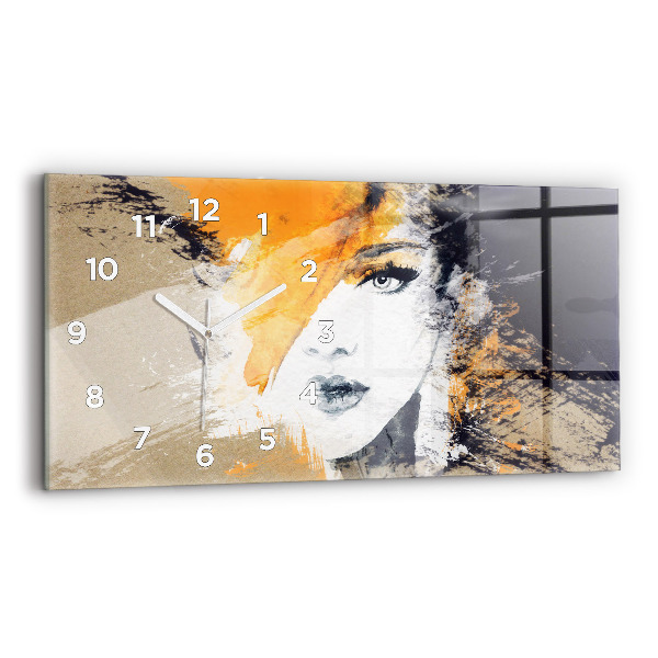 Horizontal wall clock Portrait of a woman abstract