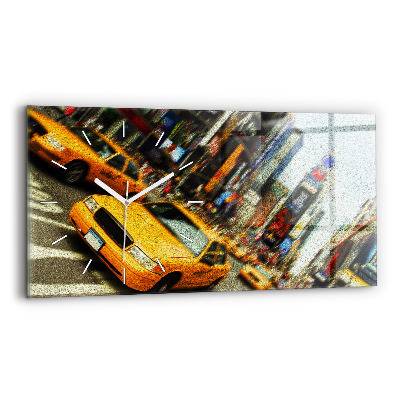 Horizontal wall clock New York City taxis