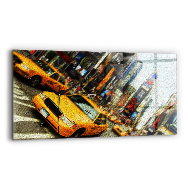 Horizontal wall clock New York City taxis