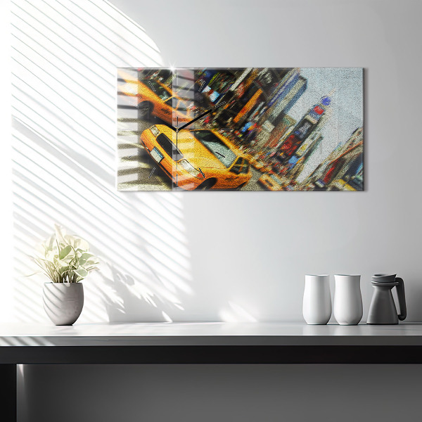 Horizontal wall clock New York City taxis