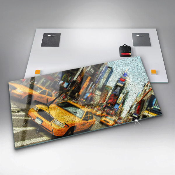 Horizontal wall clock New York City taxis