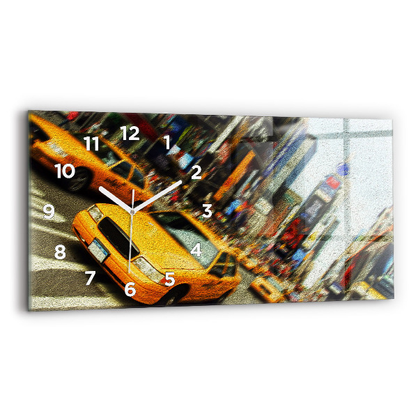 Horizontal wall clock New York City taxis