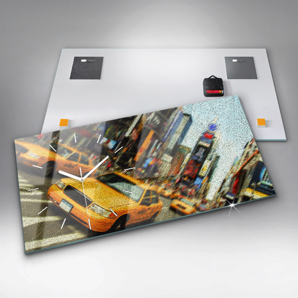 Horizontal wall clock New York City taxis