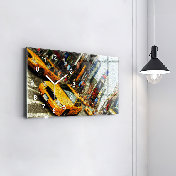 Horizontal wall clock New York City taxis