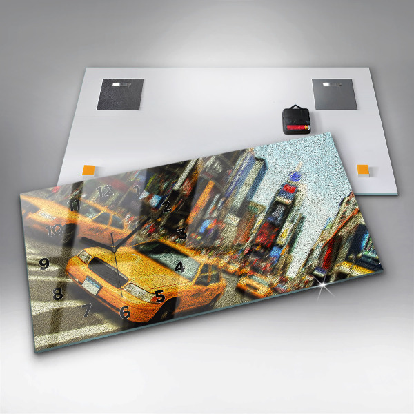 Horizontal wall clock New York City taxis