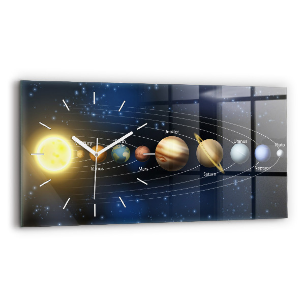 Horizontal wall clock Solar system