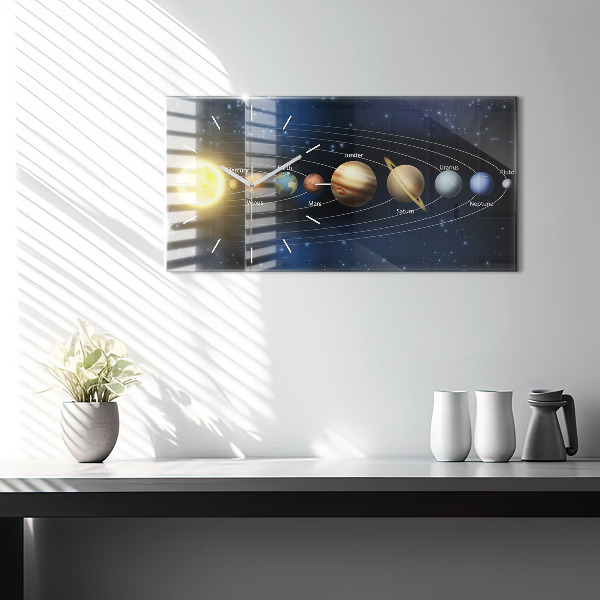 Horizontal wall clock Solar system
