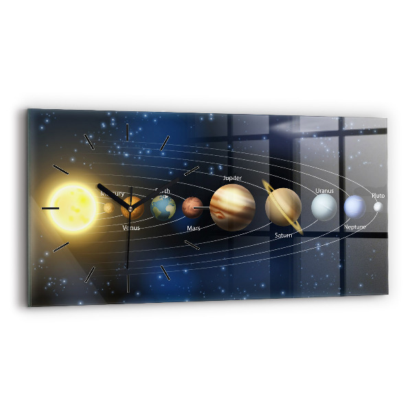 Horizontal wall clock Solar system