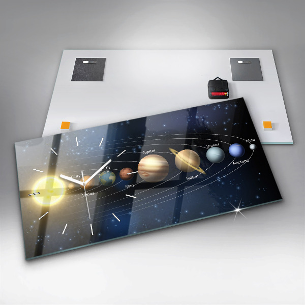 Horizontal wall clock Solar system