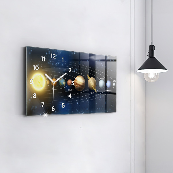 Horizontal wall clock Solar system