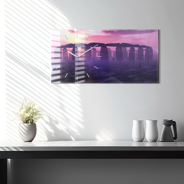 Horizontal wall clock Sunset at Stonehenge