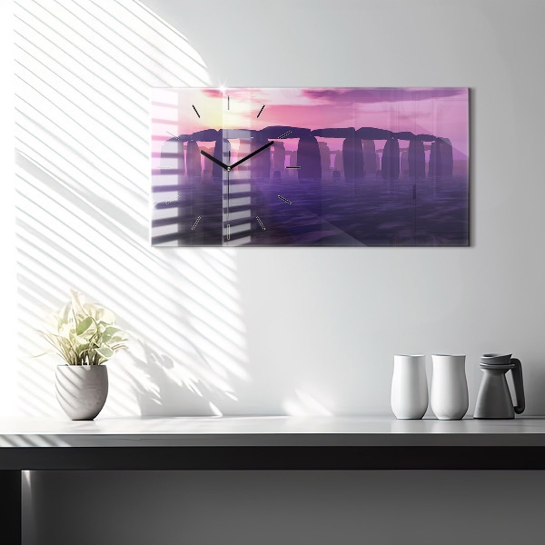 Horizontal wall clock Sunset at Stonehenge