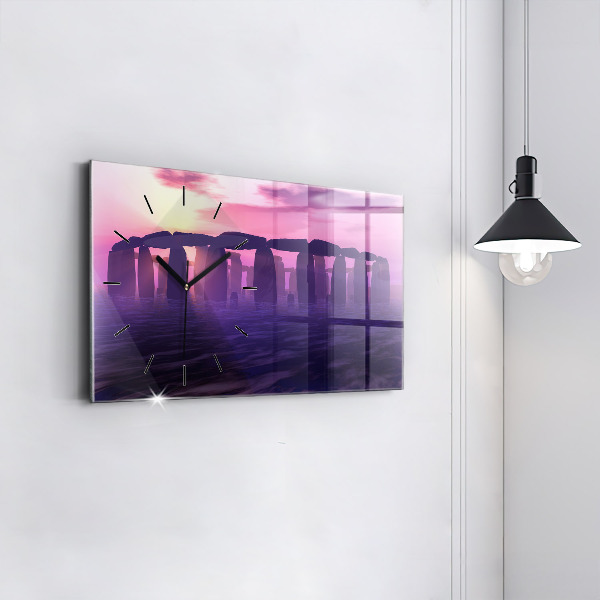 Horizontal wall clock Sunset at Stonehenge