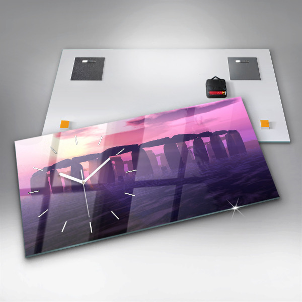 Horizontal wall clock Sunset at Stonehenge
