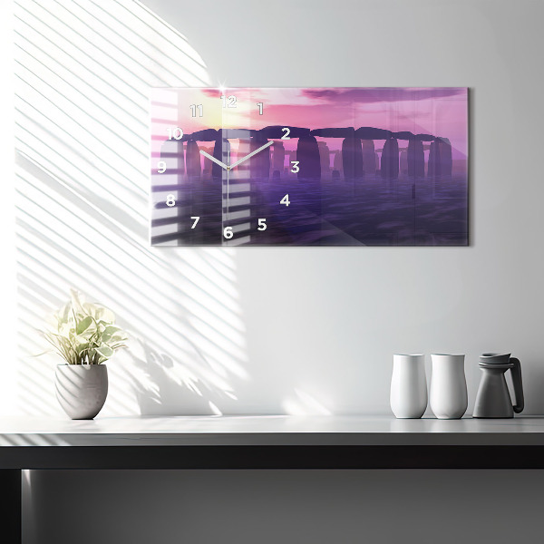 Horizontal wall clock Sunset at Stonehenge