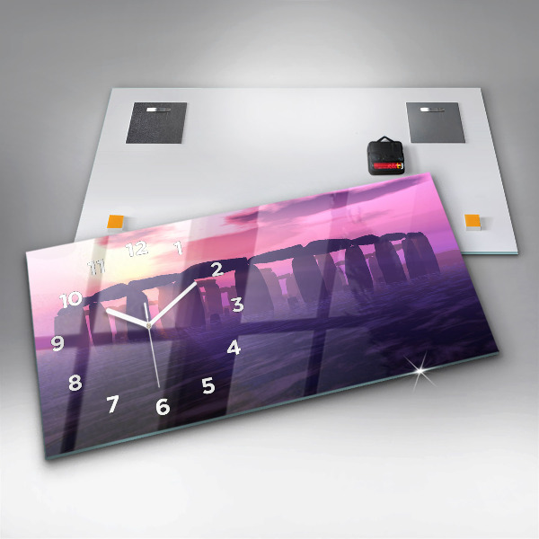 Horizontal wall clock Sunset at Stonehenge