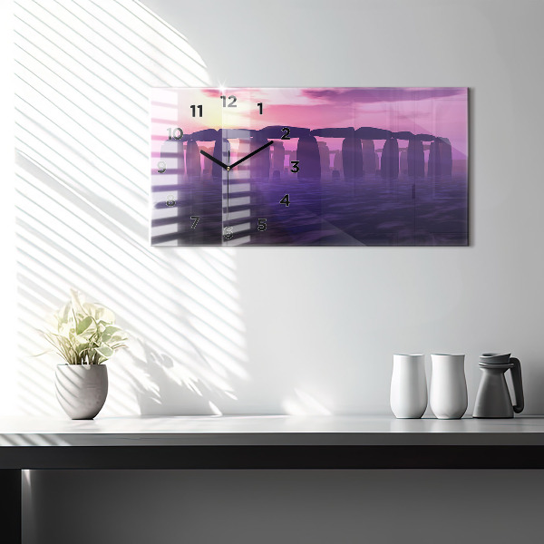 Horizontal wall clock Sunset at Stonehenge