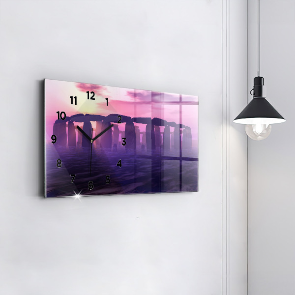 Horizontal wall clock Sunset at Stonehenge
