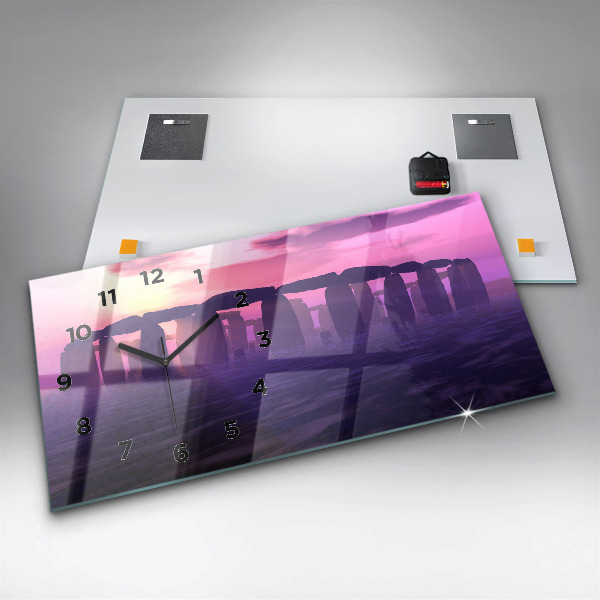 Horizontal wall clock Sunset at Stonehenge