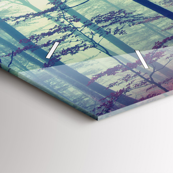 Horizontal wall clock Autumn road Forest Fog