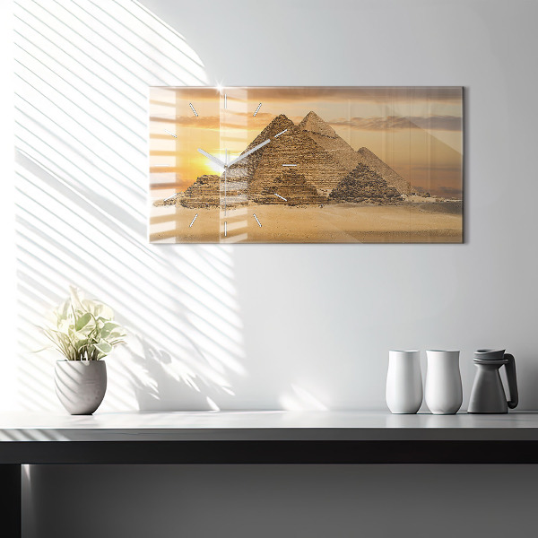 Horizontal wall clock Pyramids and sunset