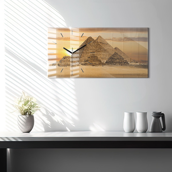 Horizontal wall clock Pyramids and sunset