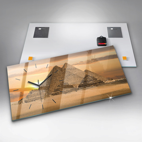 Horizontal wall clock Pyramids and sunset