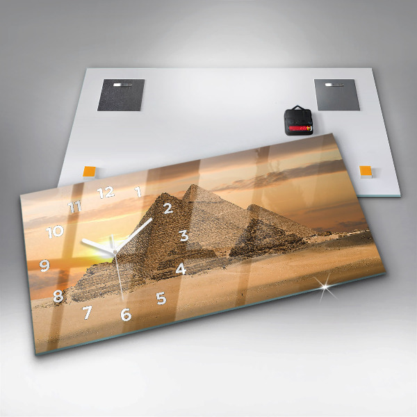 Horizontal wall clock Pyramids and sunset