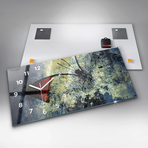 Horizontal wall clock Butterfly vintage style