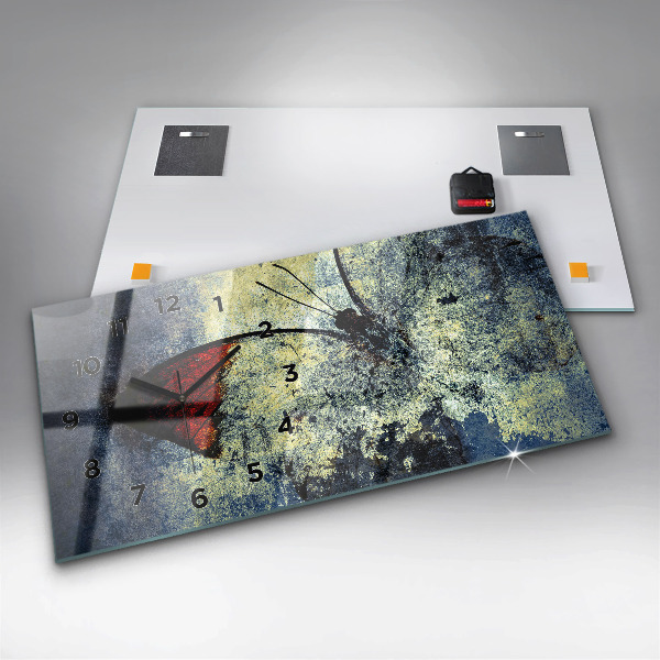 Horizontal wall clock Butterfly vintage style