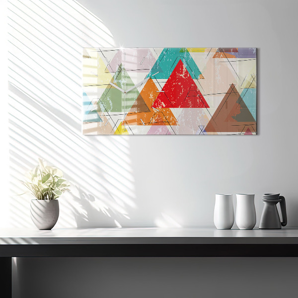 Horizontal wall clock Triangles geometric pattern